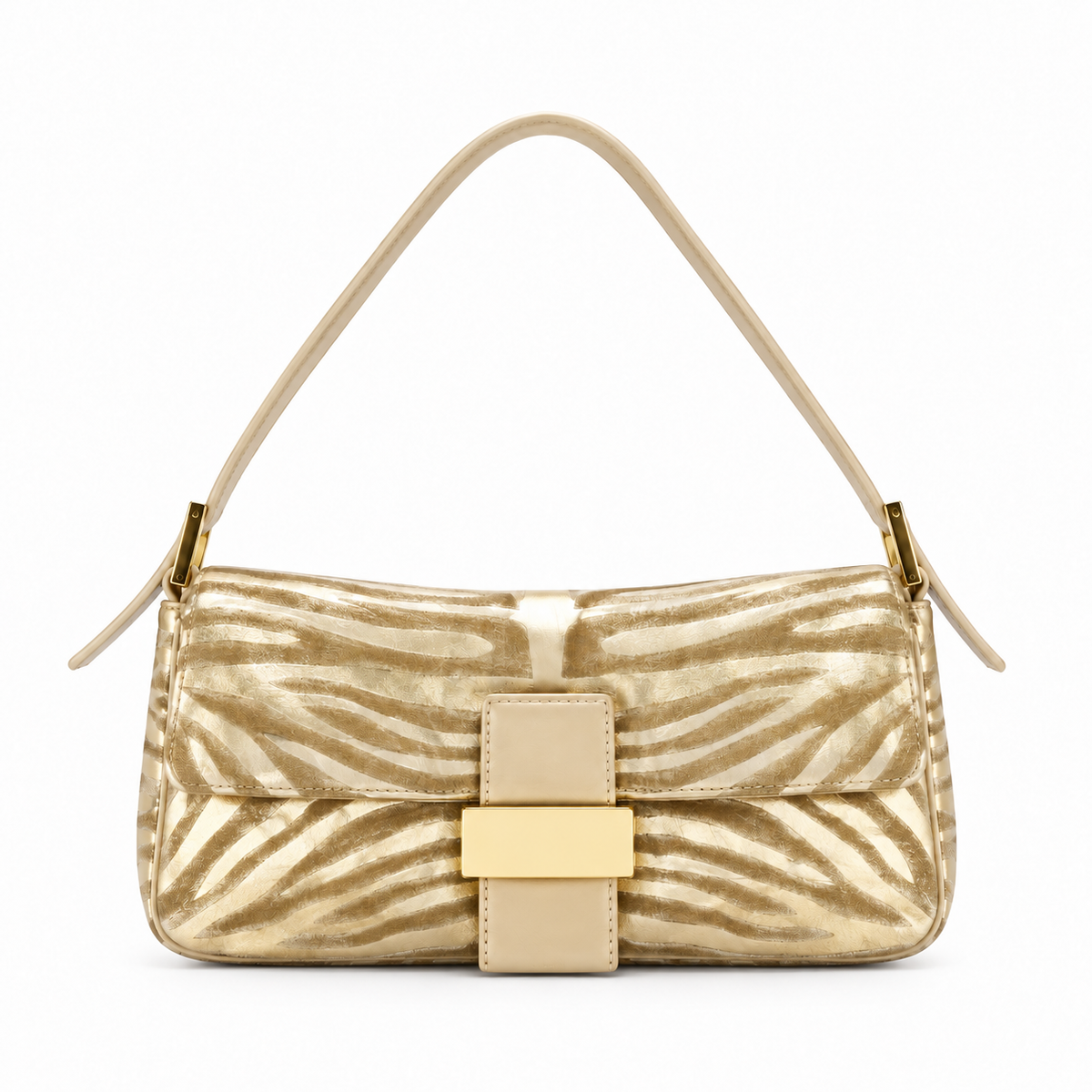 Vintage Bag - Metallic Zebra on white background