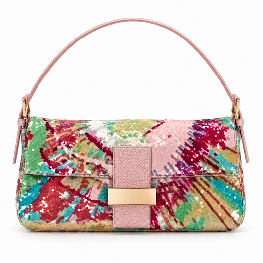 Vintage Bag - Abstract Floral Multicolor on white background