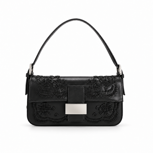 Vintage Bag - Black Monogram on white background
