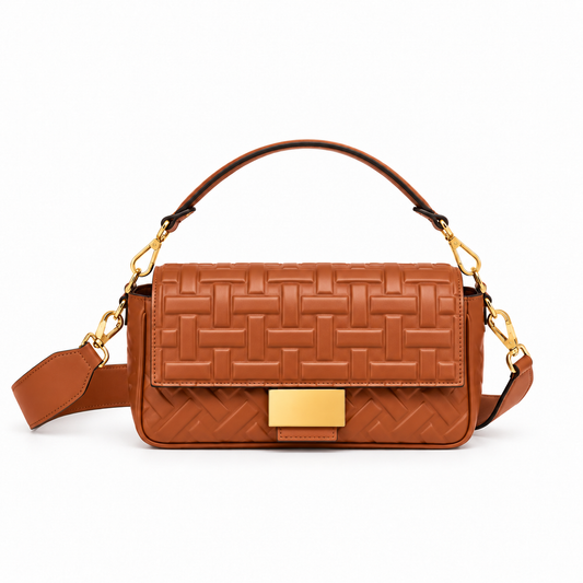 Vintage Bag - Caramel Embossed on white background