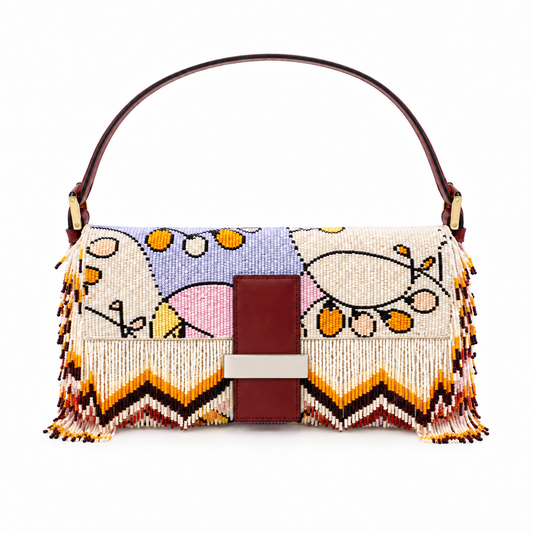Vintage Bag - Abstract Fringe on white background