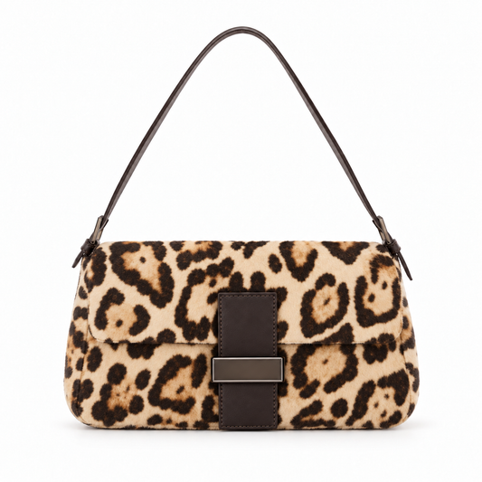 Vintage Bag - Cream Leopard on white background
