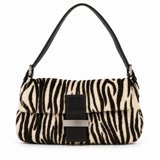 Vintage Bag - Black Zebra on white background
