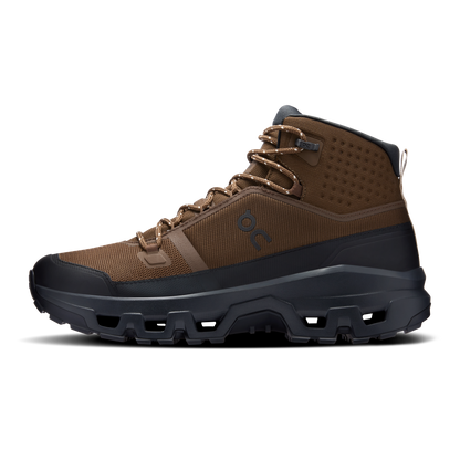 On Cloudrock Mid Waterproof – Earth / Black (Men's) – view 4 on white background