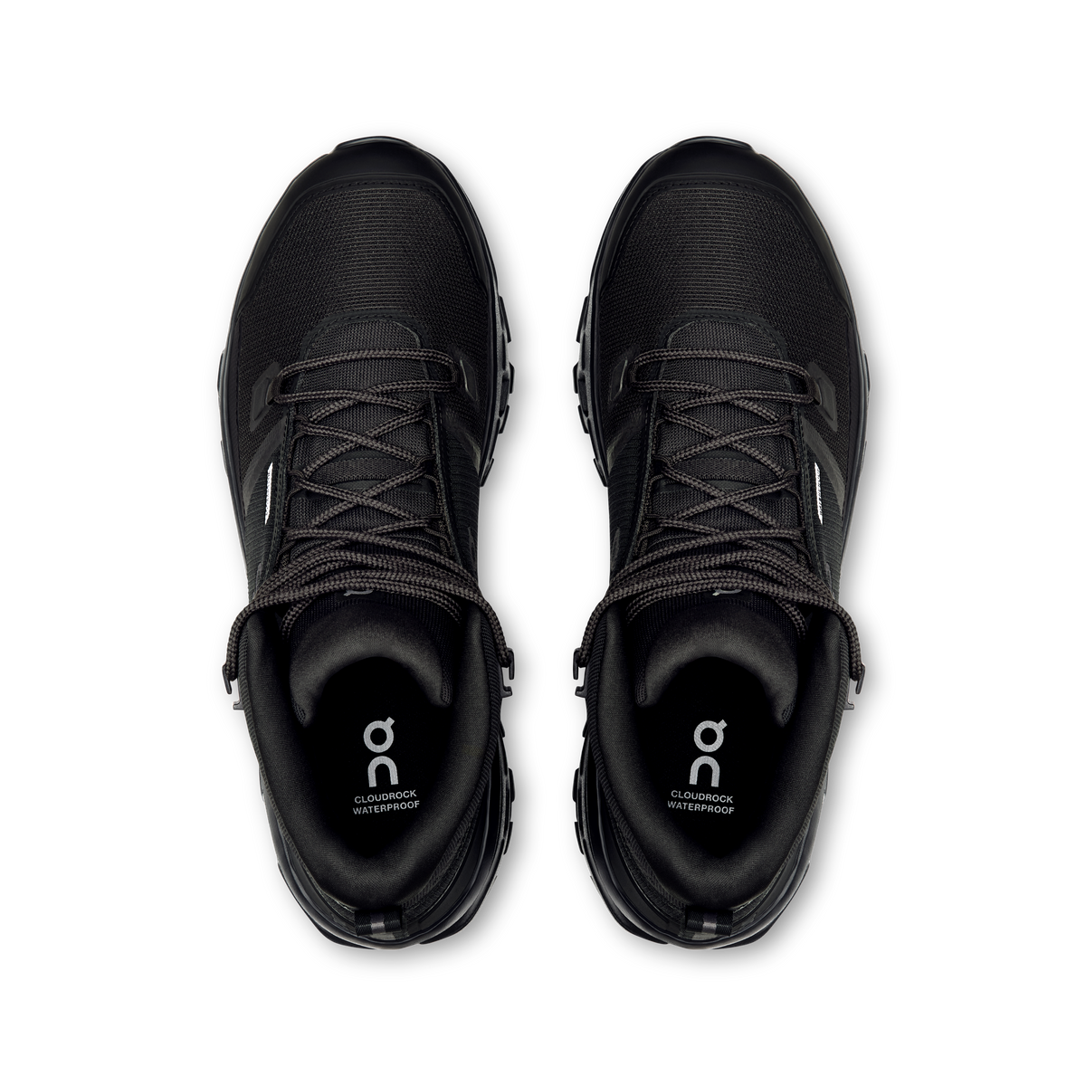 On Cloudrock Mid Waterproof – Black / Black (Men's) – view 2 on white background