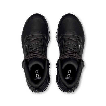 On Cloudrock Mid Waterproof – Black / Black (Men's) – view 2 on white background