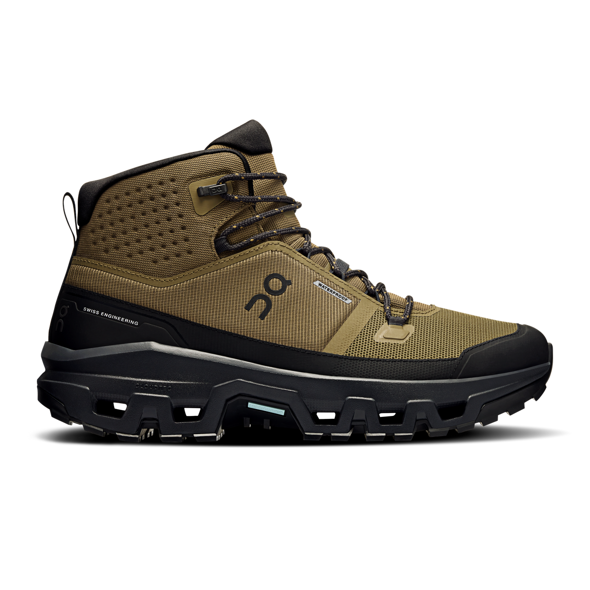On Cloudrock Mid Waterproof – Hunter / Black (Men's) – view 1 on white background