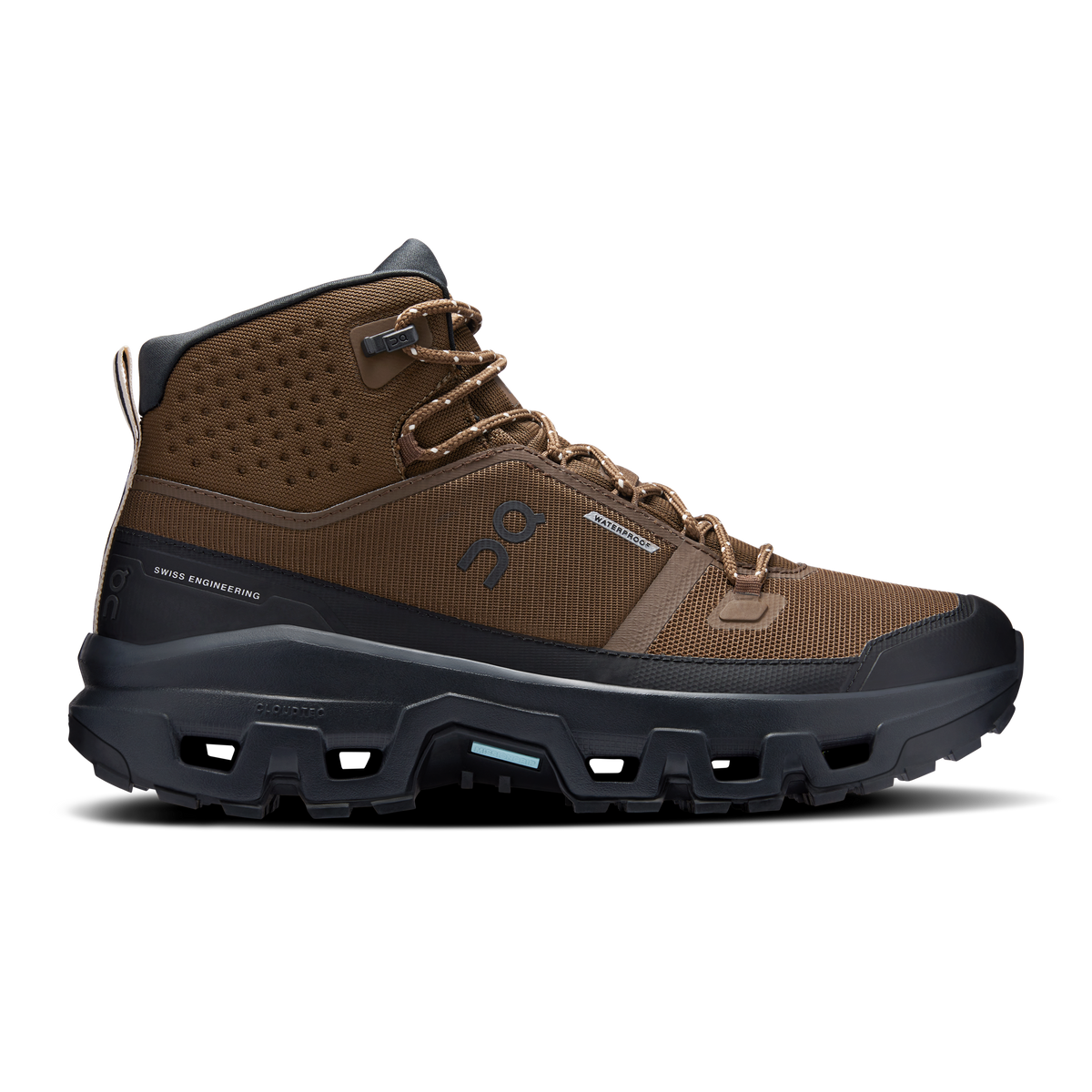 On Cloudrock Mid Waterproof – Earth / Black (Men's) – view 1 on white background