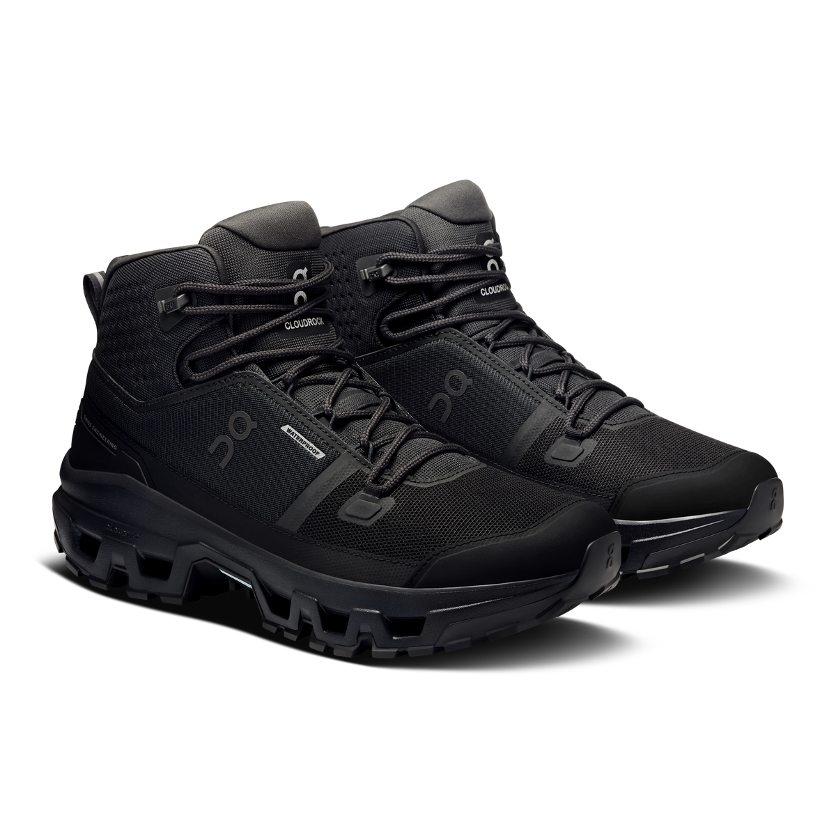 On Cloudrock Mid Waterproof – Black / Black (Men's) – view 6 on white background