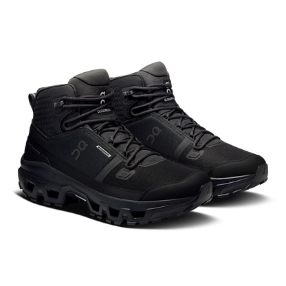 On Cloudrock Mid Waterproof – Black / Black (Men's) – view 6 on white background