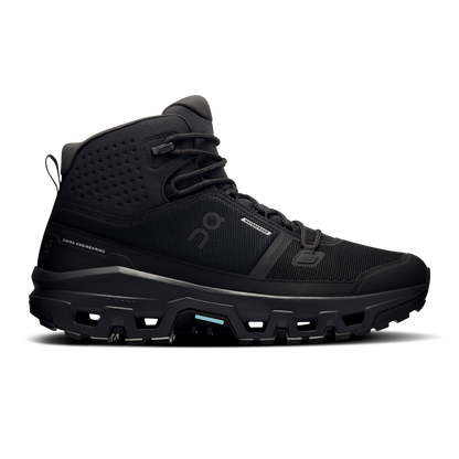 On Cloudrock Mid Waterproof – Black / Black (Men's) – view 1 on white background